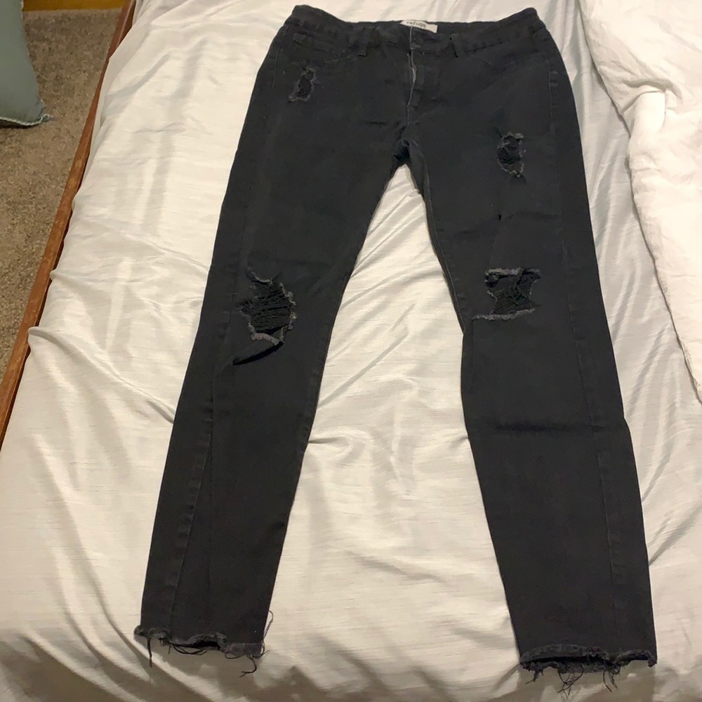 Refuge Black Distressed Skinny Jeans